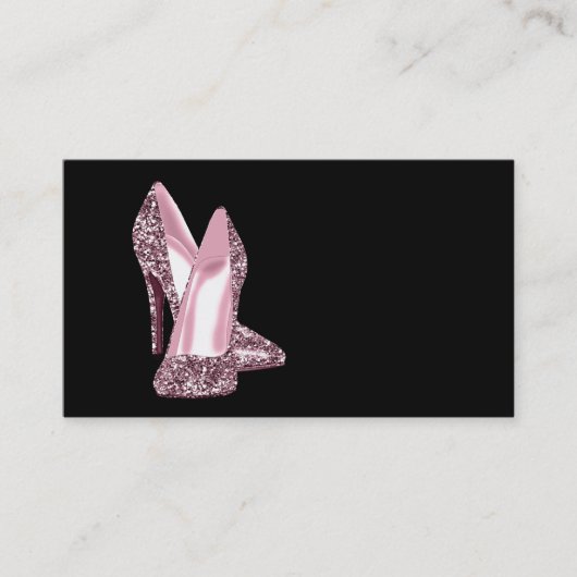 Roze Glitter High Heel Shoe Business Card Template Visitekaartje (Voorkant)