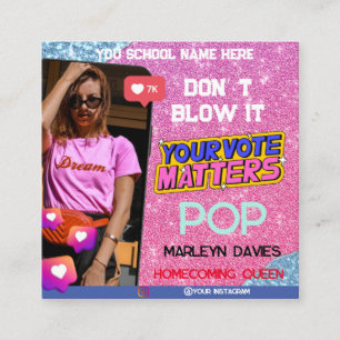 Roze Glitter High School Homecoming Koningin Campa Informatiekaartje