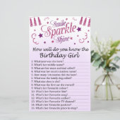 Roze glitter Hoe goed ken je het verjaardagsfeest? (Staand voorkant)