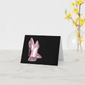 Roze Glitter Hoge Hak Schoen Bedankt Kaarten (Gele Bloem)