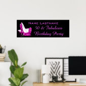 Roze Glitter Hoge Hakken Verjaardagsbanner Poster (Thuiskantoor)