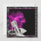 Roze Glitter Hoge Hakken Vrouw Jaardag Kaart (Achterkant)