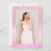 roze glitter holografisch script Sweet 16 Kaart (Achterkant)