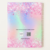 Roze glitter holografische naam 2026 planner (Achterkant)