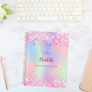 Roze glitter holografische naam 2027 planner