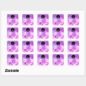Roze Glitter Holographic Business Logo Naam Vierkante Sticker (Vel)
