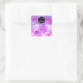 Roze Glitter Holographic Business Logo Naam Vierkante Sticker (Tas)