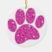 Roze Glitter Hond Pawprint Keramisch Ornament (Voorkant)