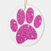 Roze Glitter Hond Pawprint Keramisch Ornament (Links)