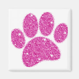 Roze Glitter Hond Pawprint Magneet
