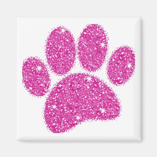 Roze Glitter Hond Pawprint Magneet (Voorkant)