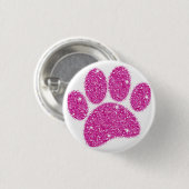 Roze Glitter Hond Pawprint Ronde Button 3,2 Cm (Voorkant /achterkant)
