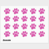 Roze Glitter Hond Pawprint Ronde Sticker (Vel)