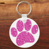 Roze Glitter Hond Pawprint Sleutelhanger (Achterkant)