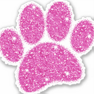 Roze Glitter Hond Pawprint Sticker