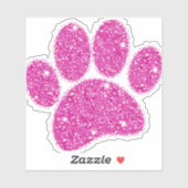 Roze Glitter Hond Pawprint Sticker (Vel)