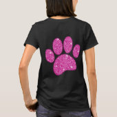 Roze Glitter Hond Pawprint T-shirt (Achterkant)