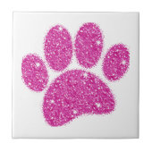 Roze Glitter Hond Pawprint Tegeltje (Voorkant)