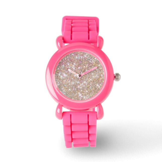Roze glitter horloge (Voorkant)