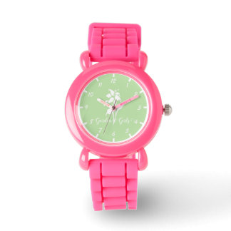 Roze Glitter Horloge Feature Tuin Meisjes Bloem