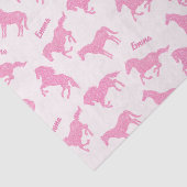 Roze Glitter Horse Pattern Girl Name Birthday Tissuepapier (Detail)
