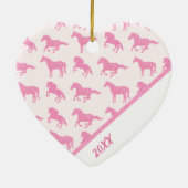 Roze Glitter Horse Pattern Girl Name Kerstmis Keramisch Ornament (Achterkant)