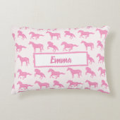Roze Glitter Horse Pattern Little Girl Voornaam Accent Kussen (Voorkant)