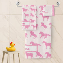 Roze Glitter Horse Pattern Little Girl Voornaam