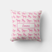Roze Glitter Horse Pattern Little Girl Voornaam Kussen (Voorkant)