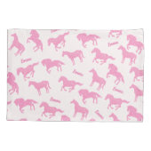 Roze Glitter Horse Pattern Little Girl Voornaam Kussensloop (Achterkant)