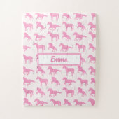 Roze Glitter Horse Pattern Little Girl Voornaam Legpuzzel (Verticaal)