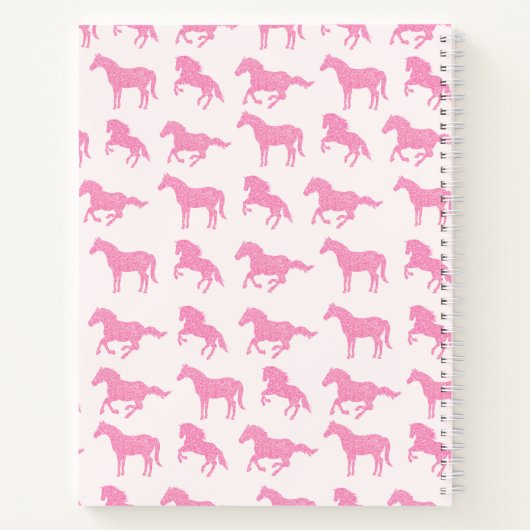 Roze Glitter Horse Pattern Little Girl Voornaam Notitieboek (Achterkant)