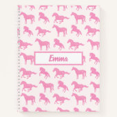 Roze Glitter Horse Pattern Little Girl Voornaam Notitieboek (Voorkant)