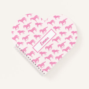 Roze Glitter Horse Pattern Little Girl Voornaam Notitieboek