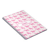 Roze Glitter Horse Pattern Little Girl Voornaam Notitieboek (Rechterzijde)
