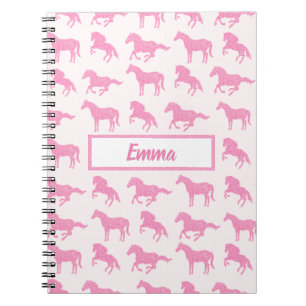 Roze Glitter Horse Pattern Little Girl Voornaam Notitieboek