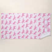 Roze Glitter Horse Pattern Little Girl Voornaam Strandlaken (Voorkant)