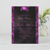 Roze Glitter Ingelijste Baby Meisje Douche Uitnodi (Staand voorkant)