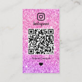 Roze Glitter Instagram LUXE QR-code Visitekaartje (Achterkant)