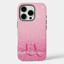 Roze Glitter iPhone Case met Initialen & Naam