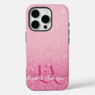 Roze Glitter iPhone Case met Initialen & Naam
