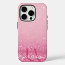 Roze Glitter iPhone Case met Initialen & Naam