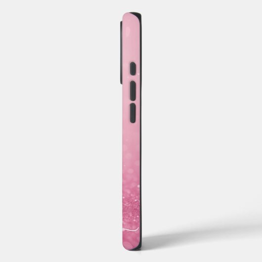 Roze Glitter iPhone Case met Initialen & Naam (Achterkant / Links)