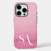 Roze Glitter iPhone Case met Initialen & Naam (Achterkant)