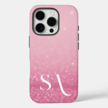 Roze Glitter iPhone Case met Initialen & Naam