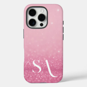 Roze Glitter iPhone Case met Initialen & Naam