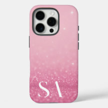Roze Glitter iPhone Case met Initialen & Naam