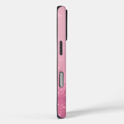 Roze Glitter iPhone Case met Initialen & Naam (Achterkant / Rechts)