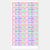 Roze glitter iridescent naam schoolbezittingen labels (Vel)