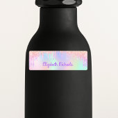 Roze glitter iridescent naam schoolbezittingen labels